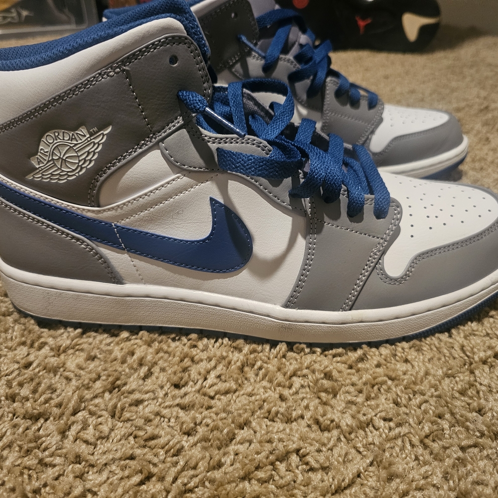 Jordan Men’s Athletic Shoes in White, Gray, and Blue